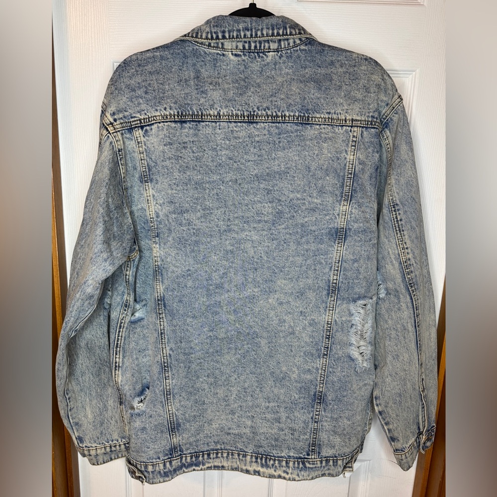 Umgee Distressed Denim Blue Jean Jacket Size: L - Picture 10 of 14
